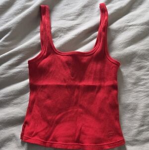 Fabletics Red Ribbed Tank Top